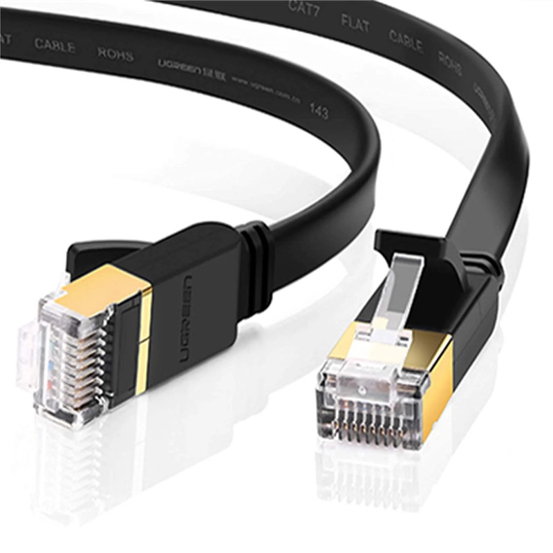 UGREEN 3m Cat 7 STP Lan Cable Flat Design - Black - كابل